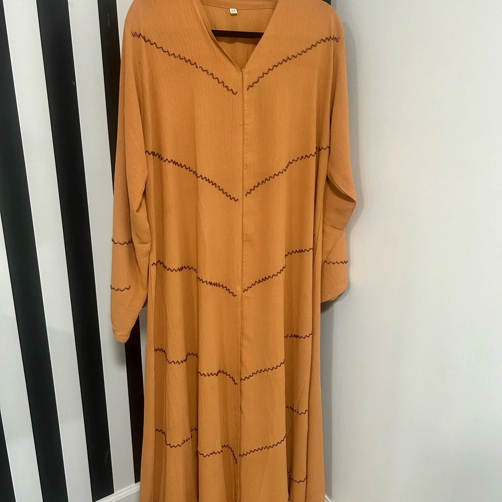 Mustard Orange Abaya set with scarf - Picture 1 of 5